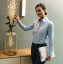 LADIES' LONG SLEEVE TAILORED HERRINGBONE SHIRT
